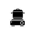 Electrical stove with pot vector icon Royalty Free Stock Photo